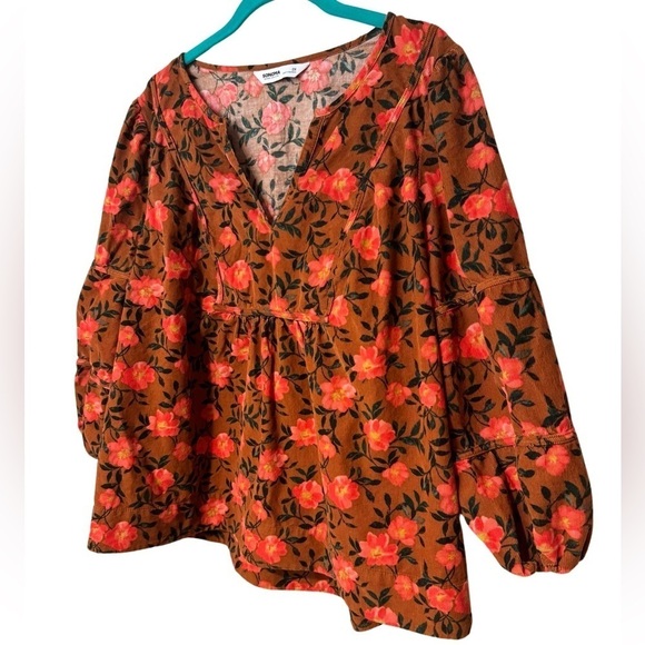 Sonoma Floral Corduroy V-Neck Plus Size Blouse Size 0X - Picture 4 of 13